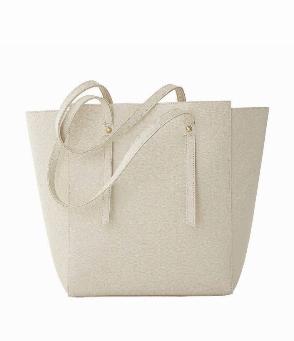 ULTA Beauty Ivory Large Tote Shoulder Bag Faux Leather 18x13 in. NWT
